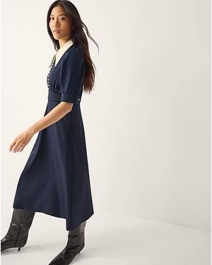 Monsoon Clay Collar Jersey Midi Dress - Blue