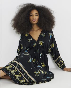 Simply Be Floral Printed Linen Blend Midi - White