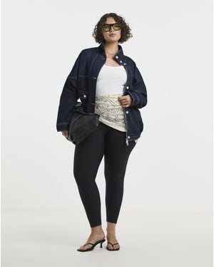 Simply Be Funnel Neck Bat Wing Denim Jacket - Blue