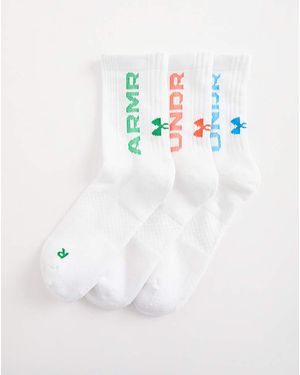 Under Armour 3-Maker 3Pk Crew Socks - White