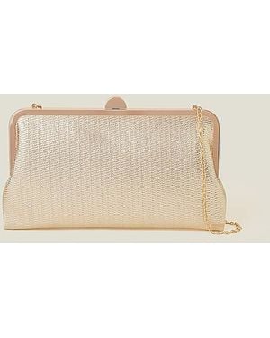 Accessorize Metallic Clutch Bag - Natural