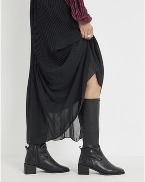 Simply Be Block Heel Knee High Sock Boot Wide S - Black