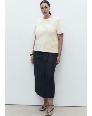 Mango Floral Applique T-Shirt - White