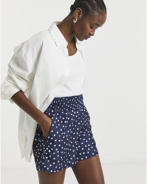 Simply Be Textured Jersey Shirred Waist Short - White