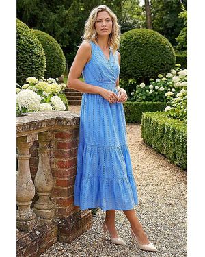 Roman Roman Embroidered V-Neck Midi Dress - Green