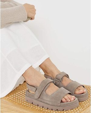 Simply Be Chunky Suede Sandals Wide Fit - Natural