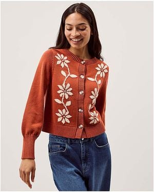 Monsoon Fiona Floral Cardigan - Red