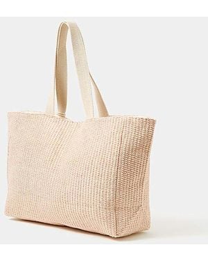 Accessorize Woven Metallic Beach Bag - Natural