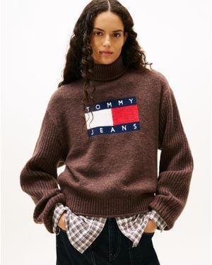Tommy Hilfiger Turtleneck Flag Jumper - Grey