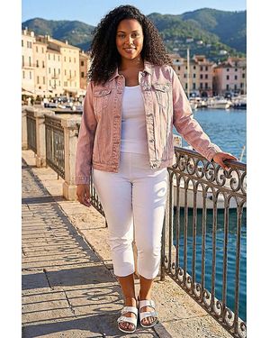 Roman Curve Cotton Denim Jacket - Multicolour