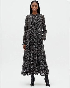 Religion Collarless Spot Maxi Dress - Black