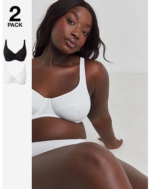 Slimma 2 Pack Cotton Full Cup Bras - Brown