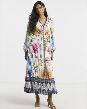 Joanna Hope Pleated Maxi Dress - White