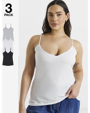 Simply Be 3 Pack V Neck Longline Camis - White