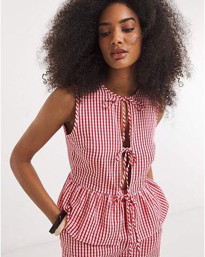 Vila Ls Striped Top - Red
