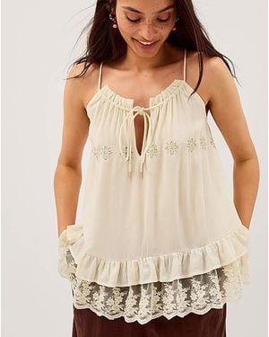 Monsoon Tessa Lace Swing Top - Natural
