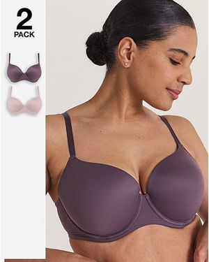 Pretty Secrets 2 Pack Smoothing Microfibre T-Shirt Bras - Purple
