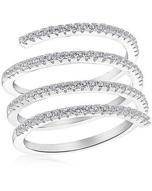 iJewel Sterling Cz Band Spriral Ring - White