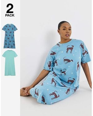 Pretty Secrets 2 Pack Midi Nighties - Blue