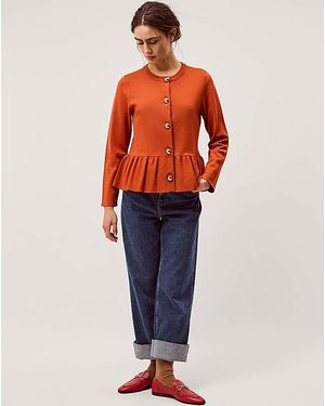 Monsoon Prune Peplum Cardigan - Orange