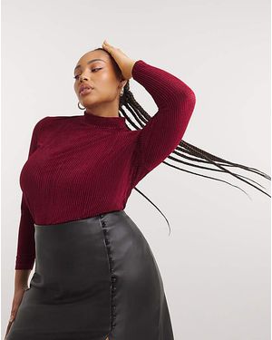 Simply Be Textured Velour High Neck Top