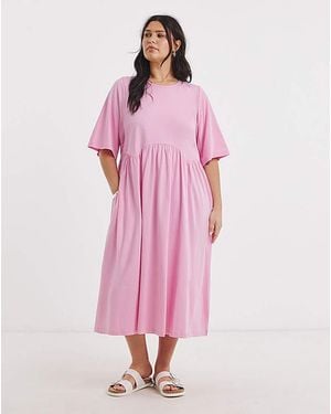 Simply Be Boxy Sleeve Midi Dress - Pink