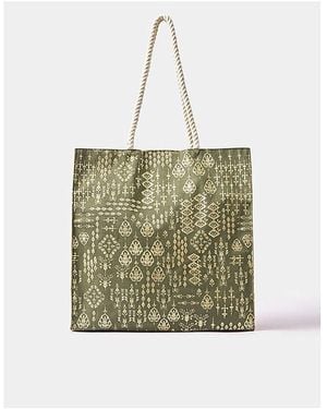 Accessorize Foil Print Beach Bag - Natural