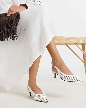 JD Williams Woven Pointed Toe Slingbacks Ex Wide - White