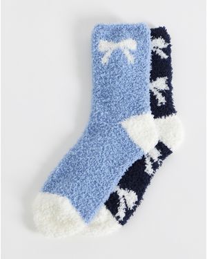 Pretty Secrets 2Pk Cosy Socks - Blue