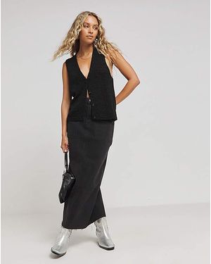 Simply Be Tape Yarn Knitted Waistcoat - Black