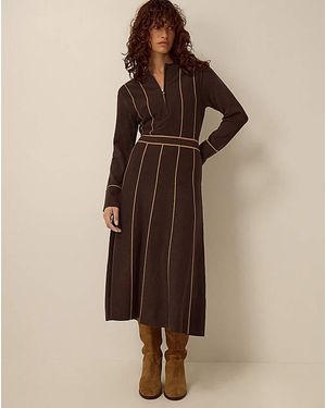Monsoon Zola Stripe Knit Midi Dress - Brown