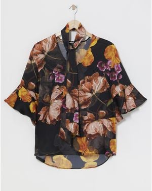 Joanna Hope Tie Neck Blouse - Multicolour
