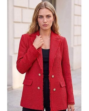 Roman Roman Fray Mid Boucle Jacket - Red