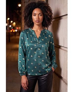 Roman Roman Foil Spot Button Top - Green