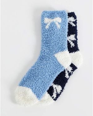 Pretty Secrets 2Pk Cosy Socks - Blue