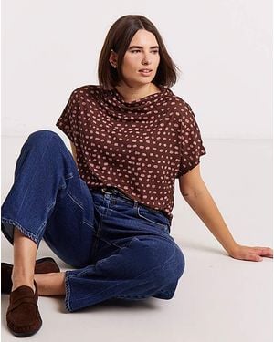 Simply Be High Neck Cap Sleeve Mesh Top - Blue