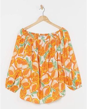Simply Be Linen Bardot Top - Orange