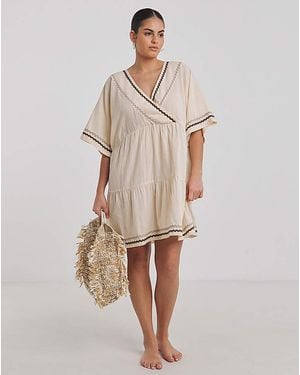 Beach To Beach Ric Rac Mini Beach Dress - Natural