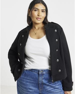 Simply Be Zip Front Military Jackets - Blue