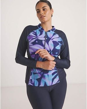 JD Williams Sports Swim Zip Up Rash Guard - Blue