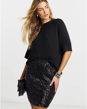 Simply Be Sequin Mini Skirt - White