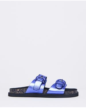 Simply Be Double Buckle Sandal Ex Wide - Purple