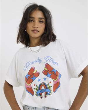 Twisted Wunder Howdy Girl Jersey T-Shirt - White