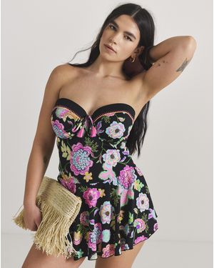 Figleaves Underwired Bandeau Swimdress - Black