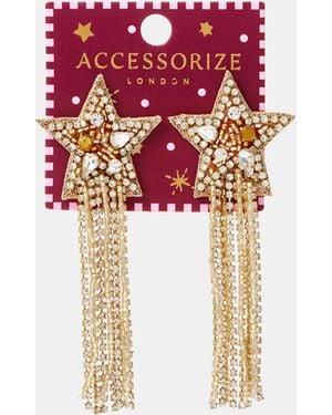 Accessorize Shooting Star Drop Earrings - Red