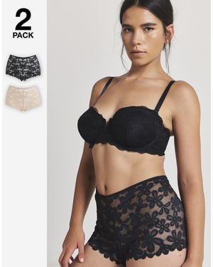Pretty Secrets 2 Pack Daisy Lace Shorts - Natural