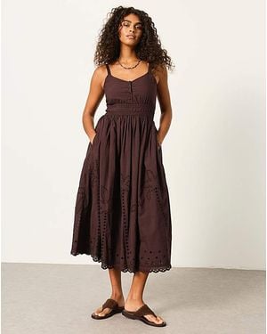 FatFace Teri Embroidered Midi - Natural