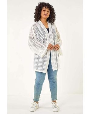 Roman Curve Open Knit Cardigan - White