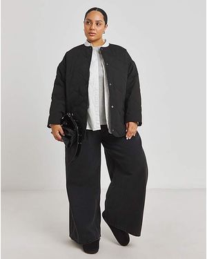 Simply Be Quilted Round Collar Jacket - Black
