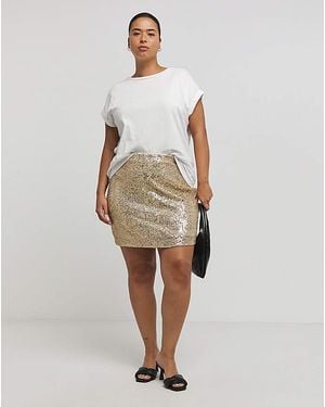 Simply Be Sequin Mini Skirt - Natural